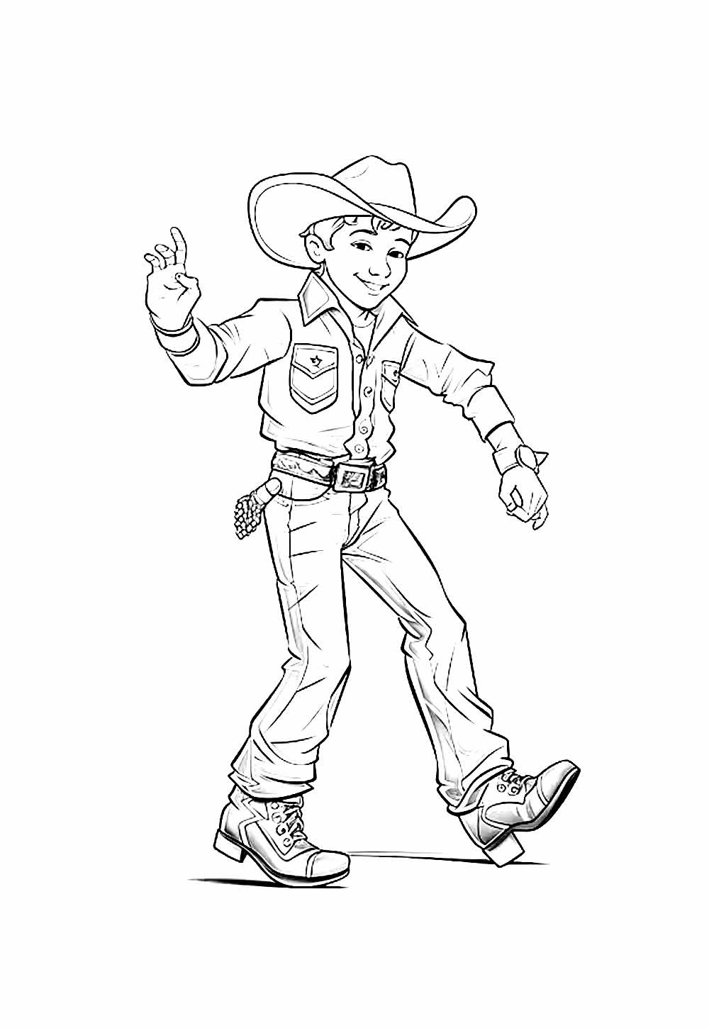 Cowboy para pintar e colorir