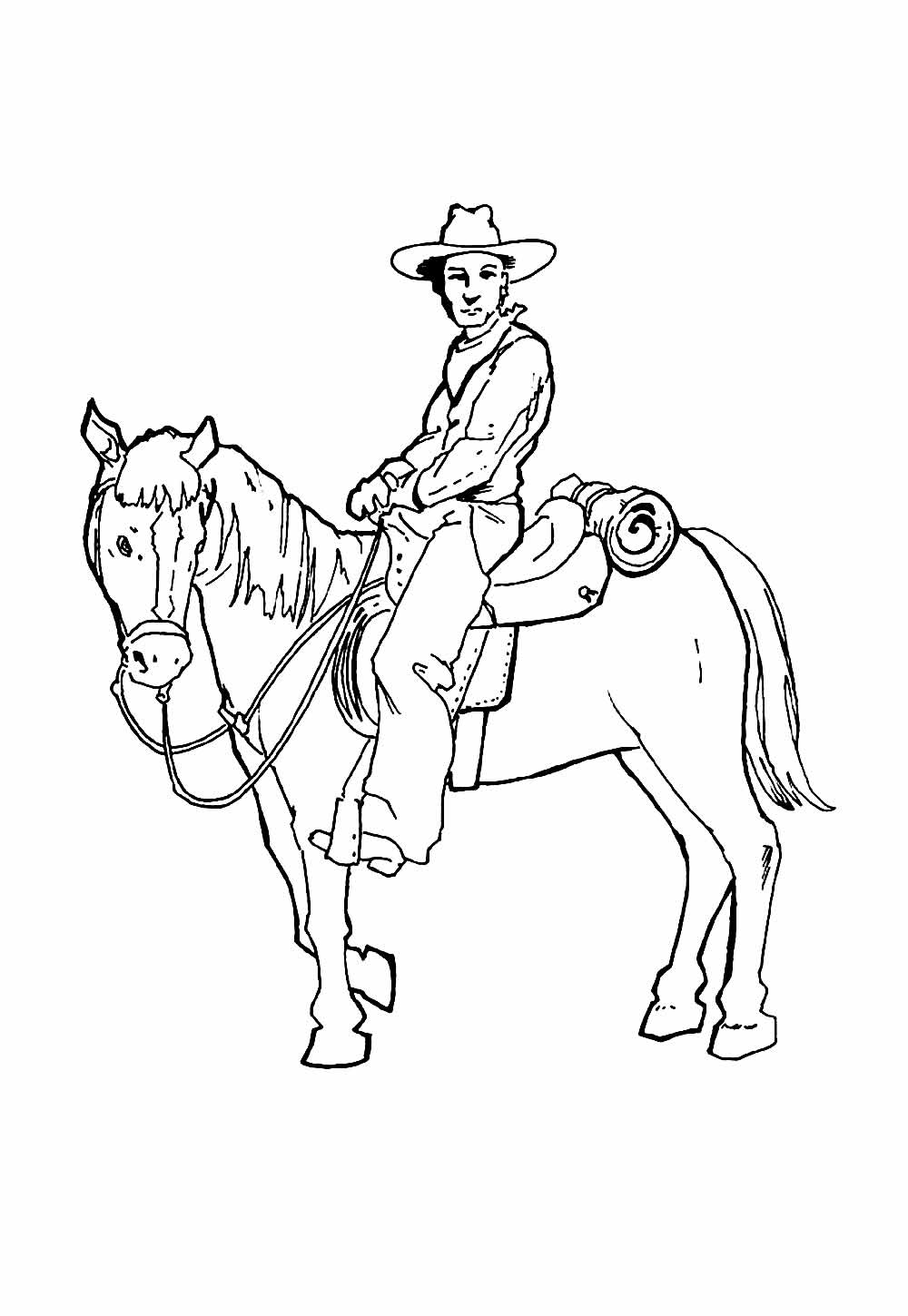 Desenho de Cowboy para pintar e colorir