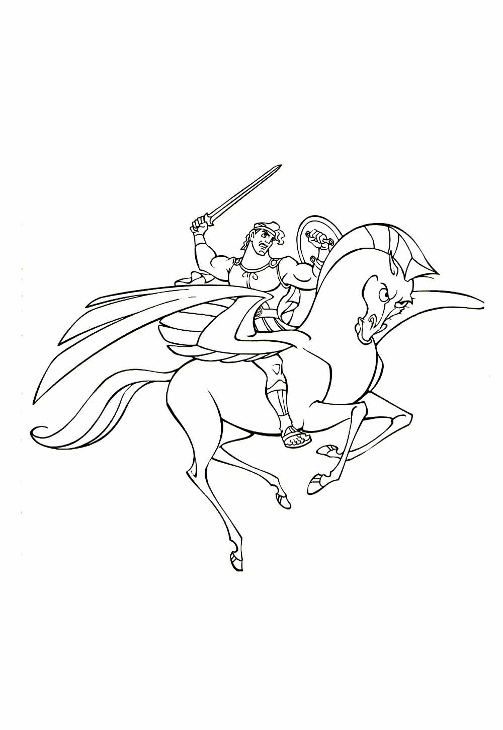 Desenho de Hércules e Pegasus para colorir