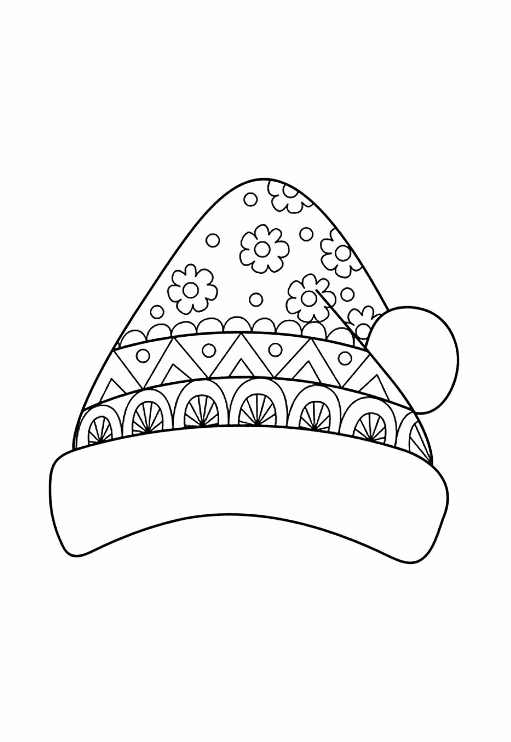 Desenho Gorro de Papai Noel Colorir