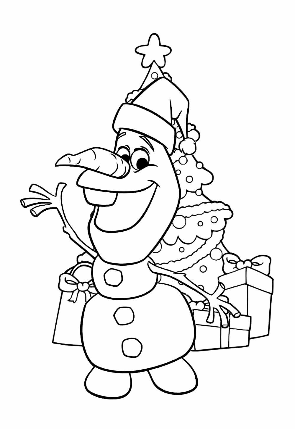 Desenho do Olaf no Natal para colorir