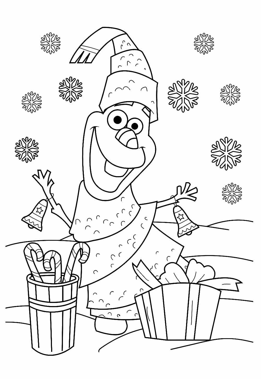 Desenho de Olaf de Natal para pintar