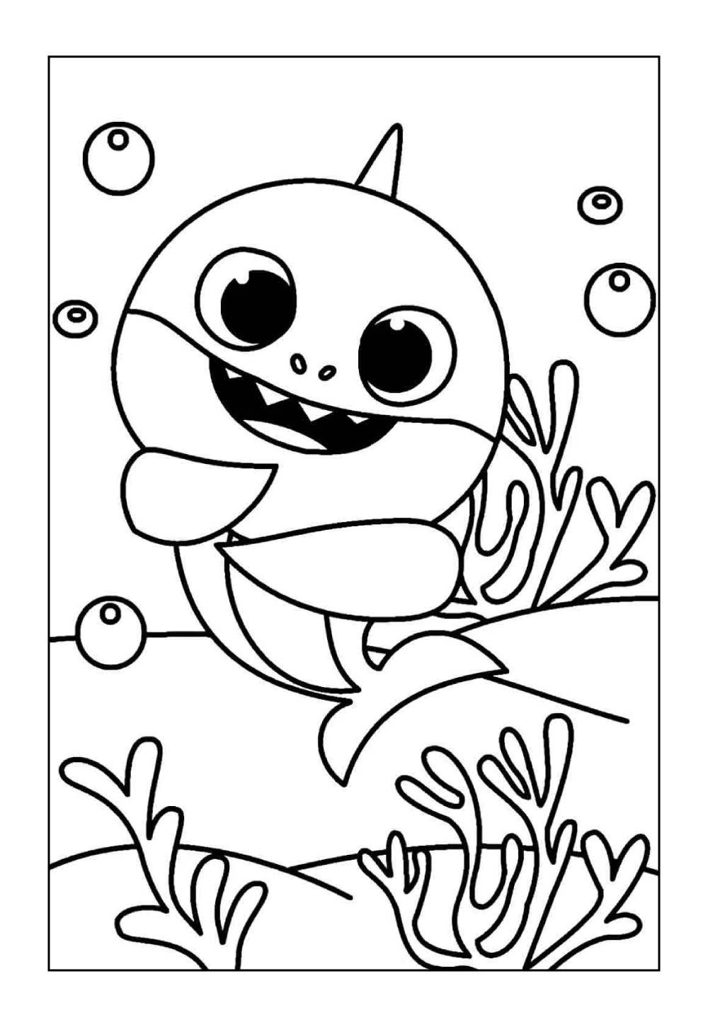 Desenho para Colorir de Baby Shark