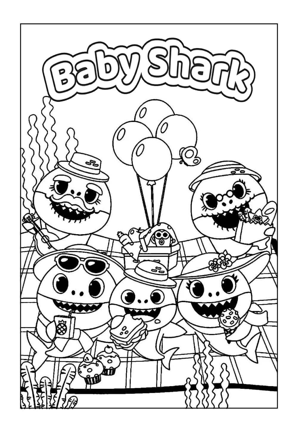 Desenhos de Baby Shark para colorir