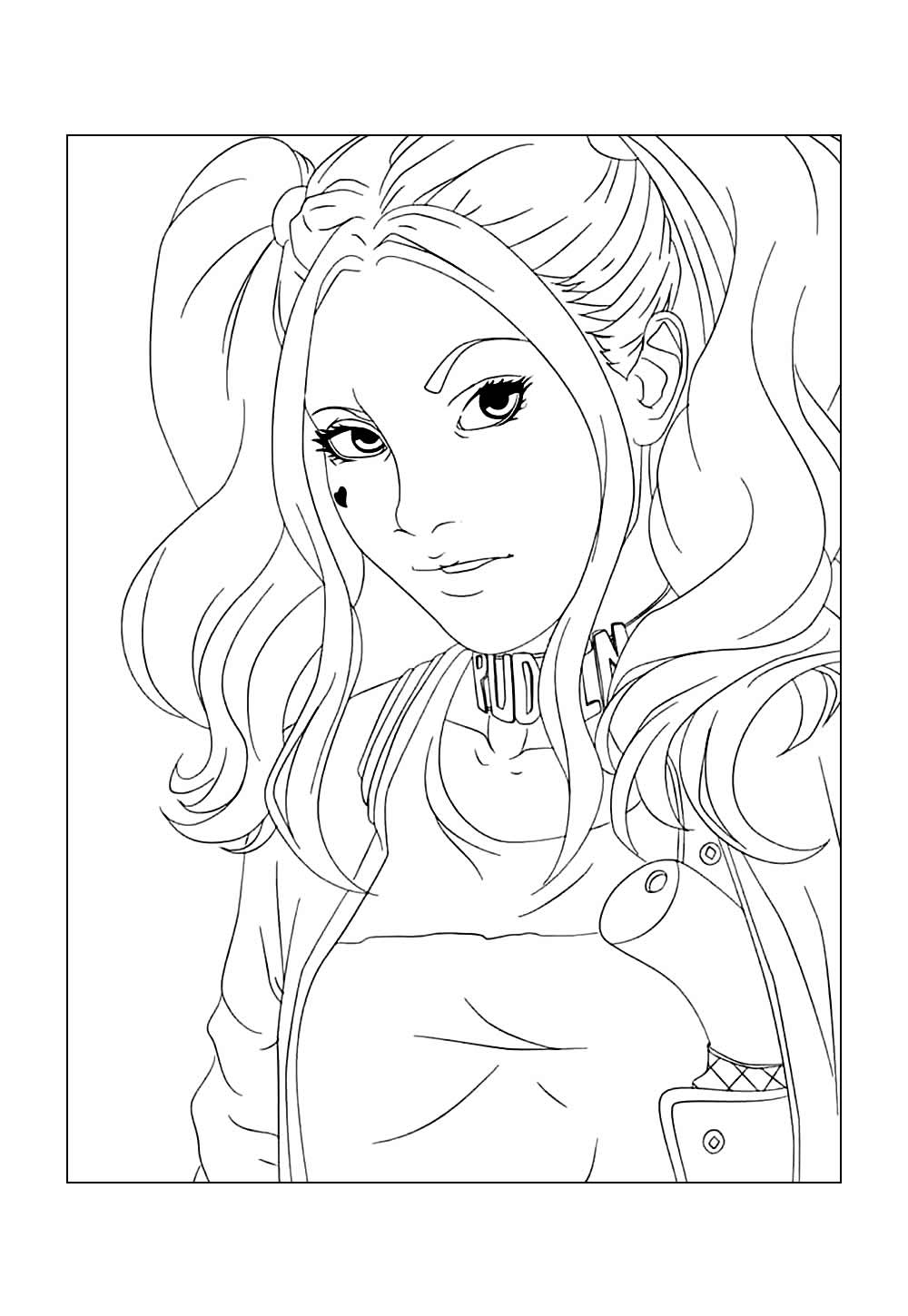 Desenho da Arlequina para colorir