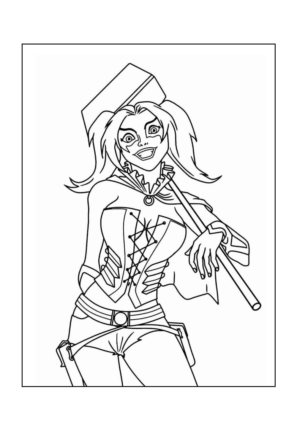 Desenho da Arlequina para pintar