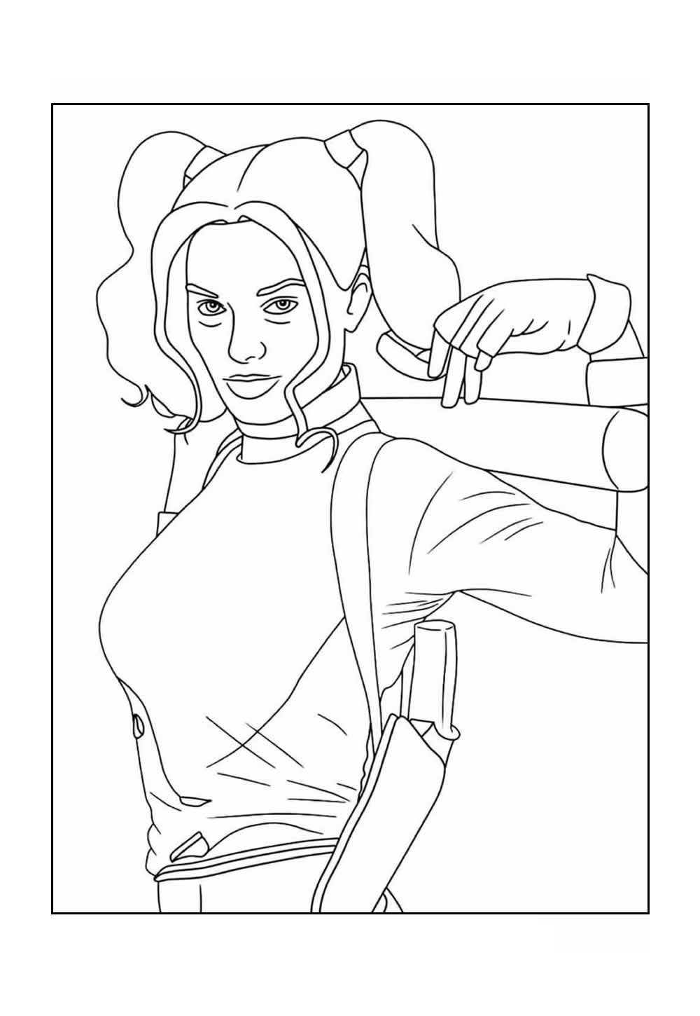 Desenho da Arlequina para colorir