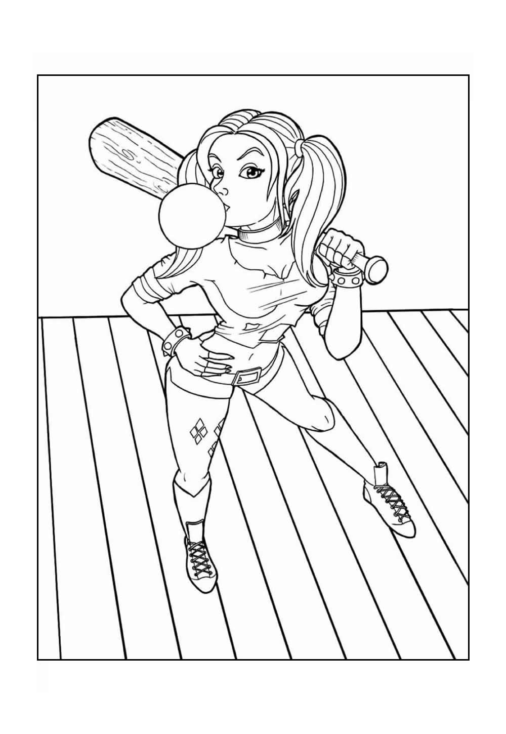 Arlequina para colorir