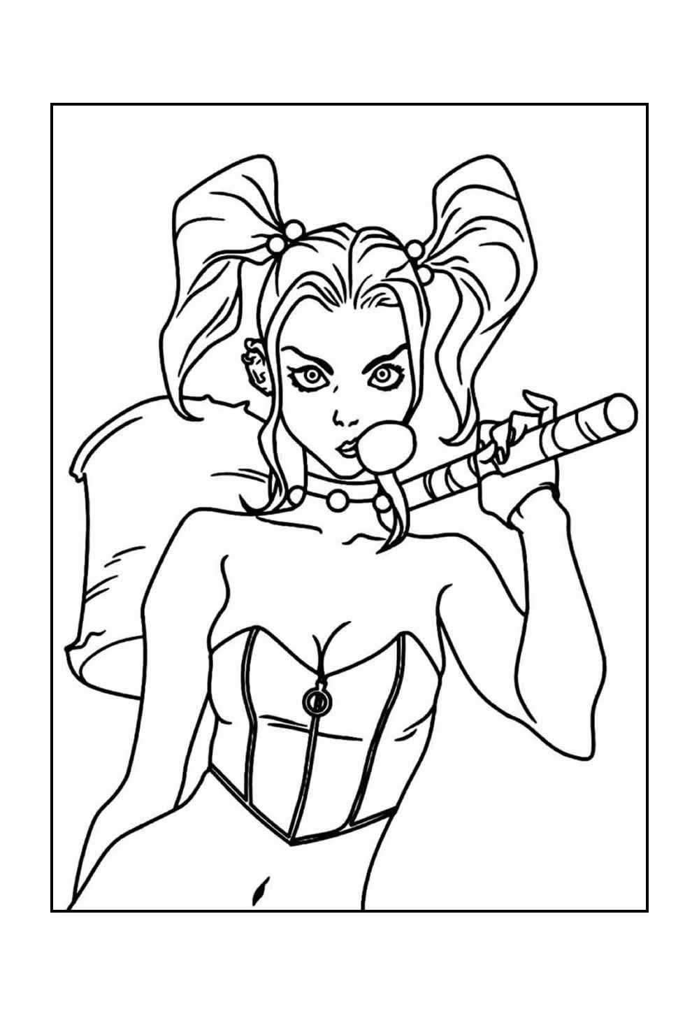 Desenho da Arlequina para colorir