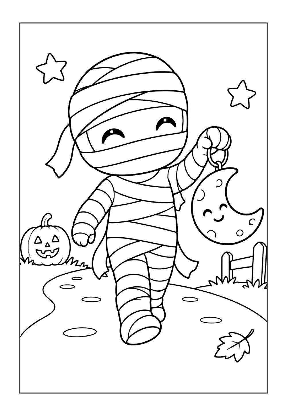 Desenho Fofinho de Múmia para colorir