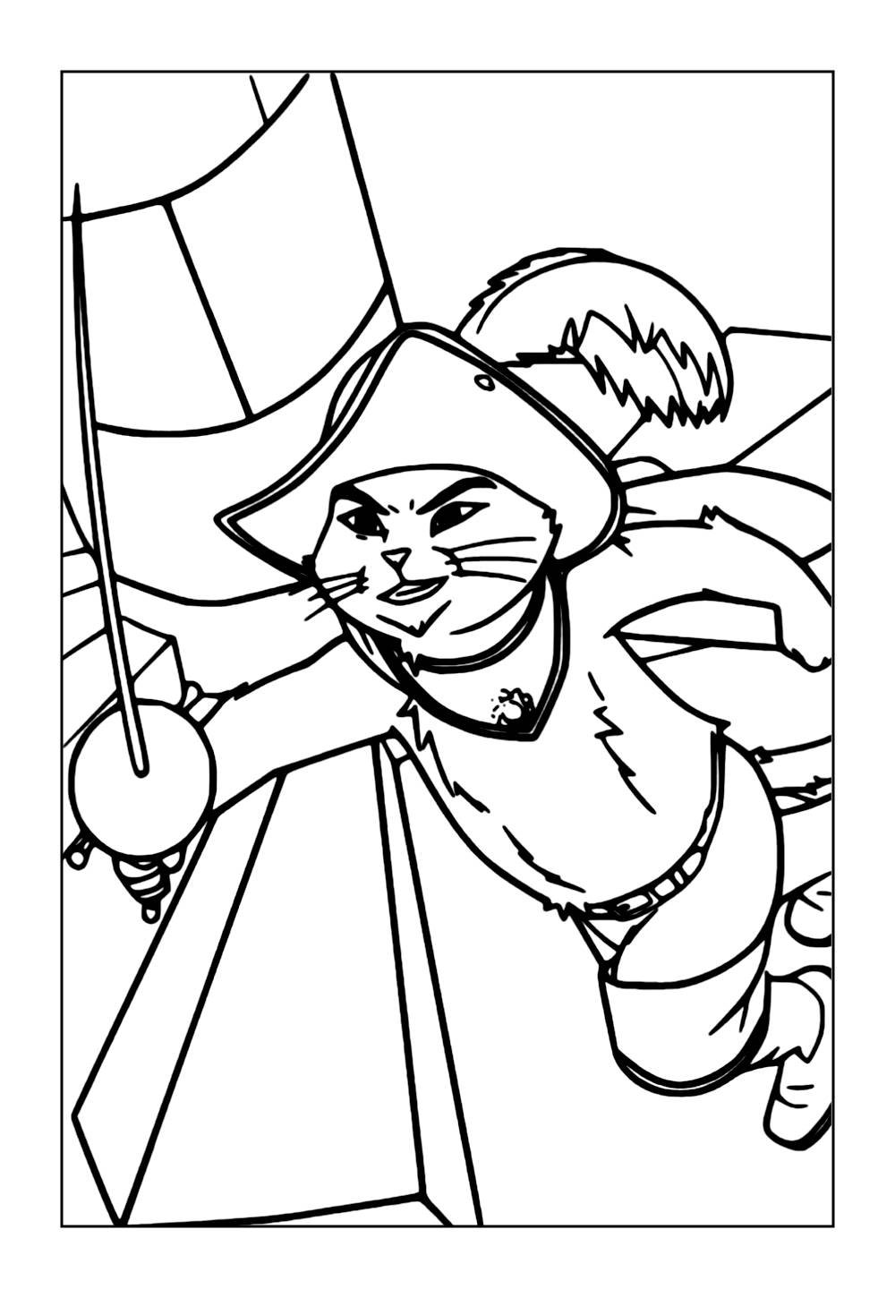 Desenho para Colorir do Gato de Botas