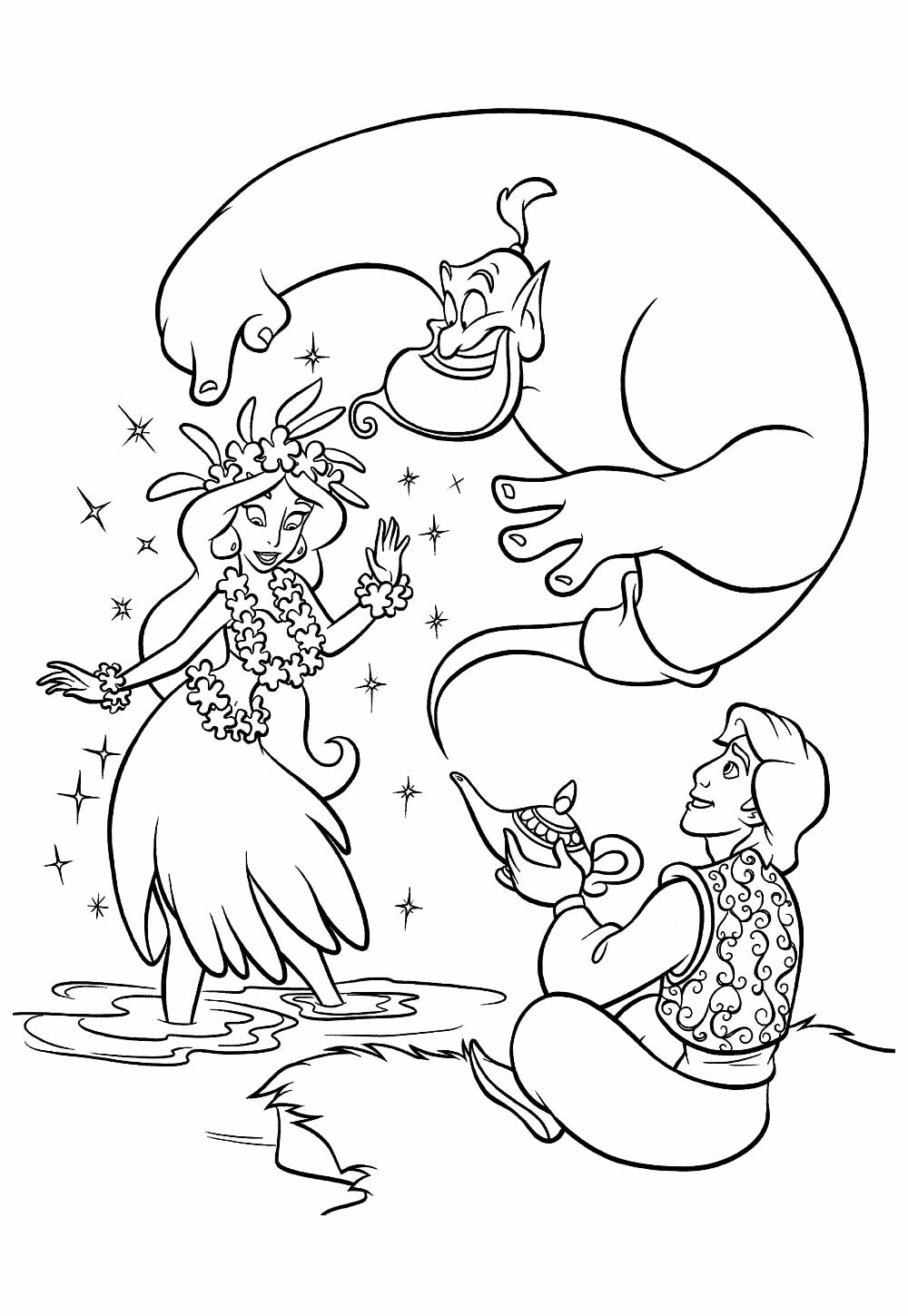 Desenho de Aladim para pintar