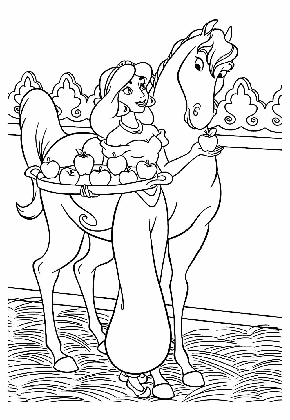 Desenhos de Aladim e Jasmine para colorir