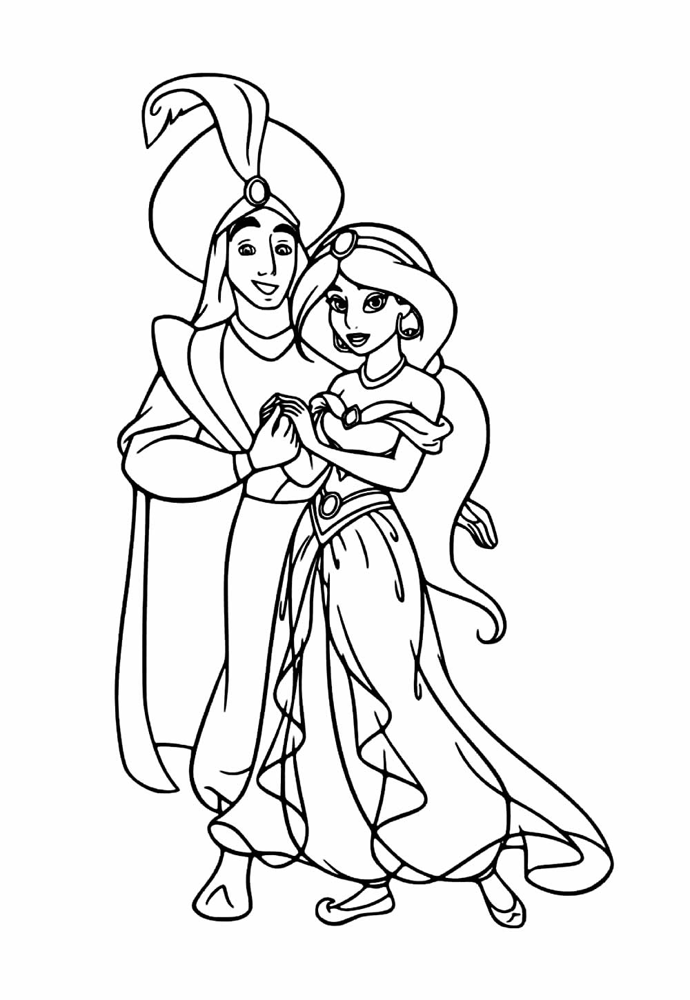 Desenhos Colorir Aladim e Jasmine