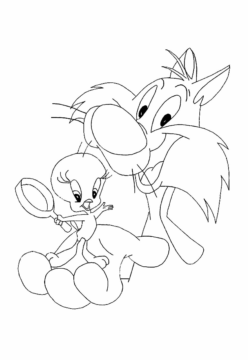 Desenho de Frajola e Piu Piu para pintar