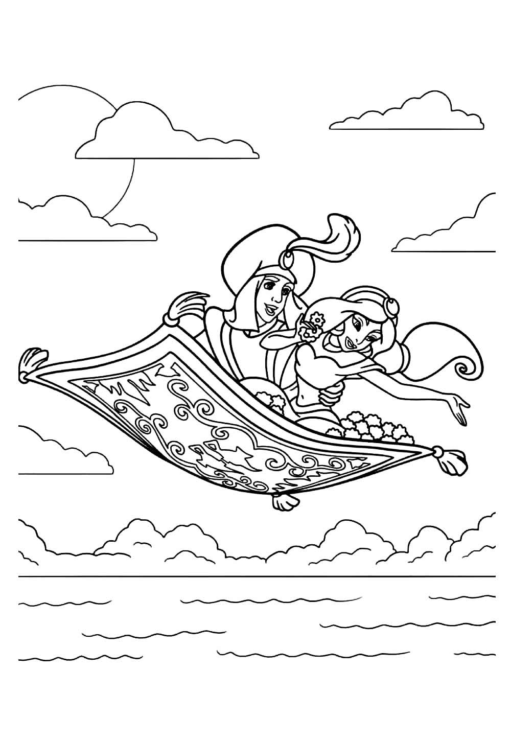 Desenho de Jasmine e Aladdin