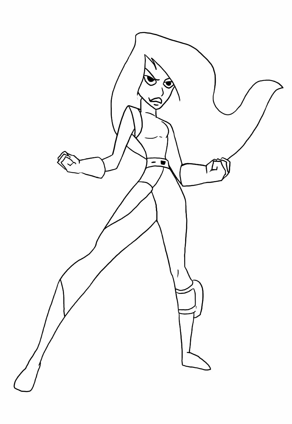 Desenho de Kim Possible para imprimir e pintar