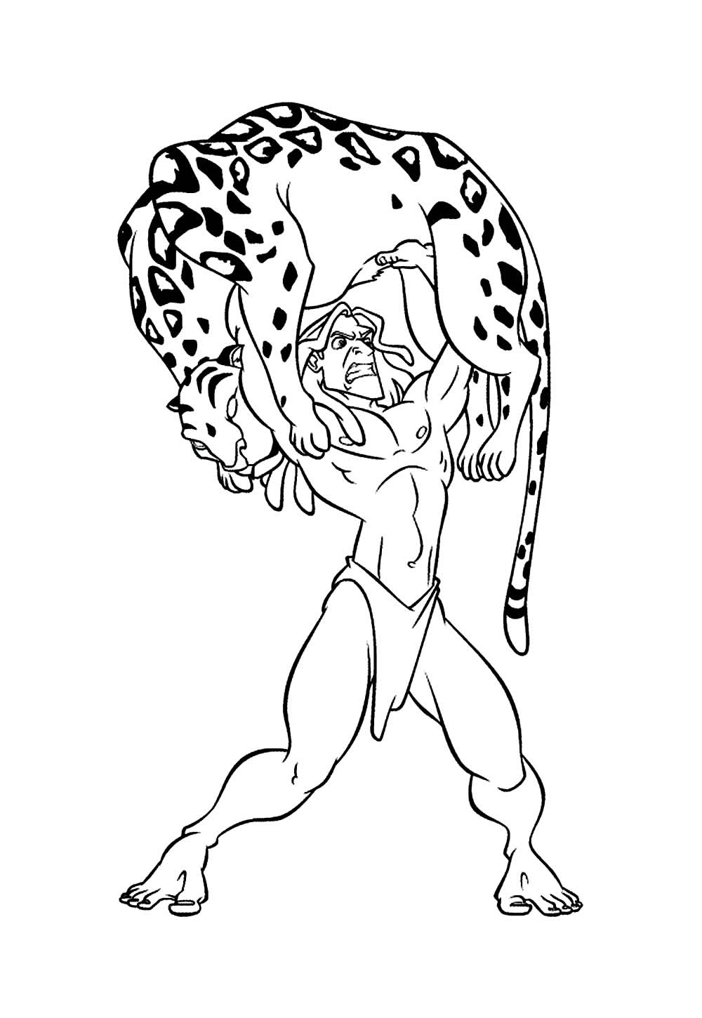 Desenho de Tarzan e Tigre para colorir