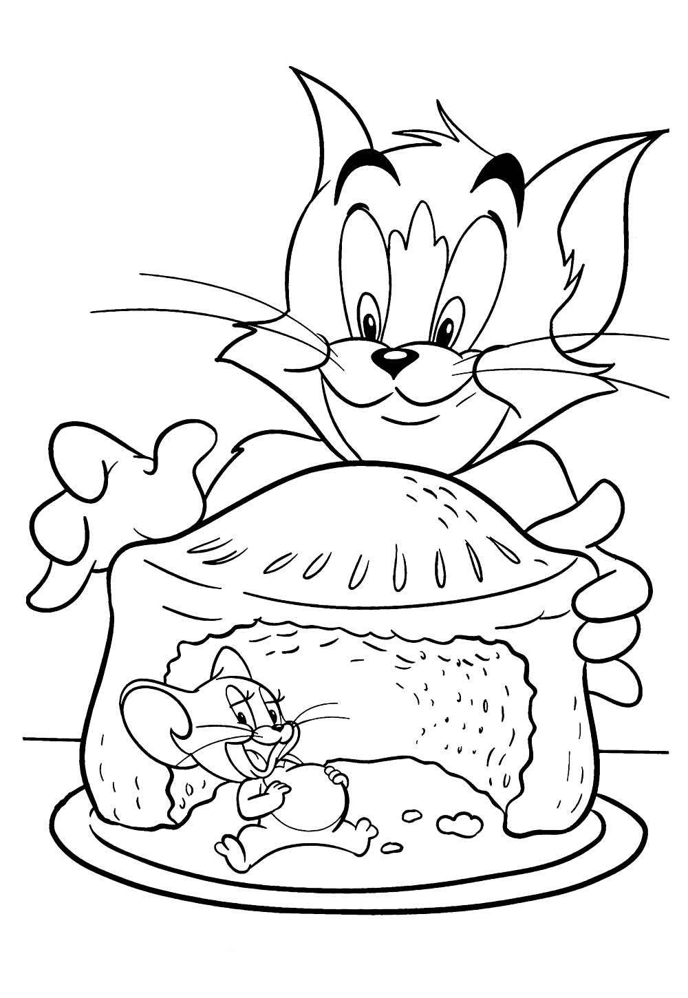 Desenho de Tom e Jerry para imprimir e pintar