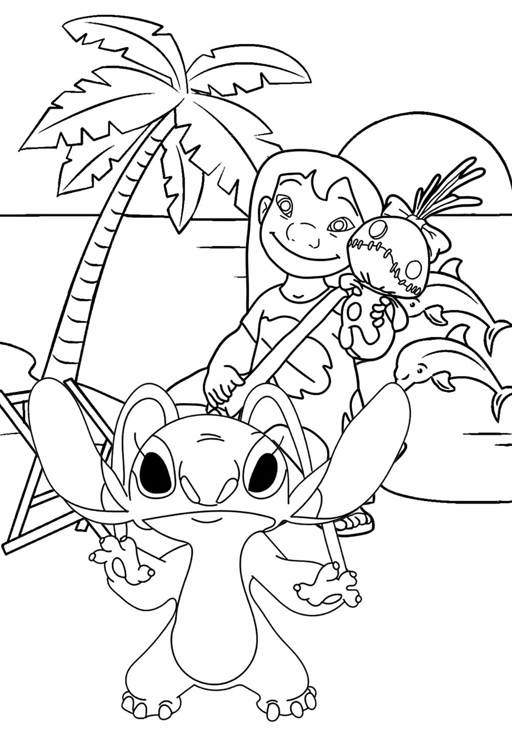 Desenho de Lilo e Stitch para colorir