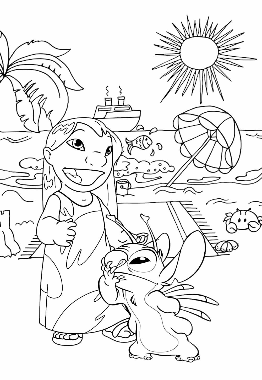 Desenho de Lilo e Stitch para colorir