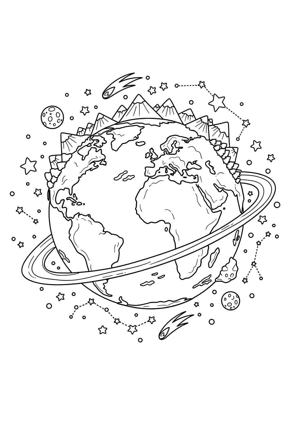 Desenho do Planeta Terra para colorir