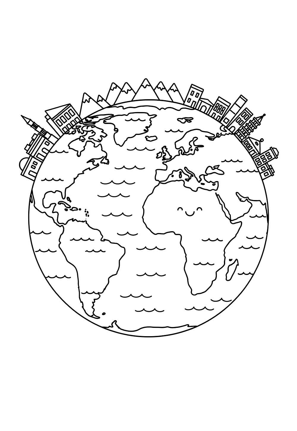 Desenho do Planeta Terra para pintar