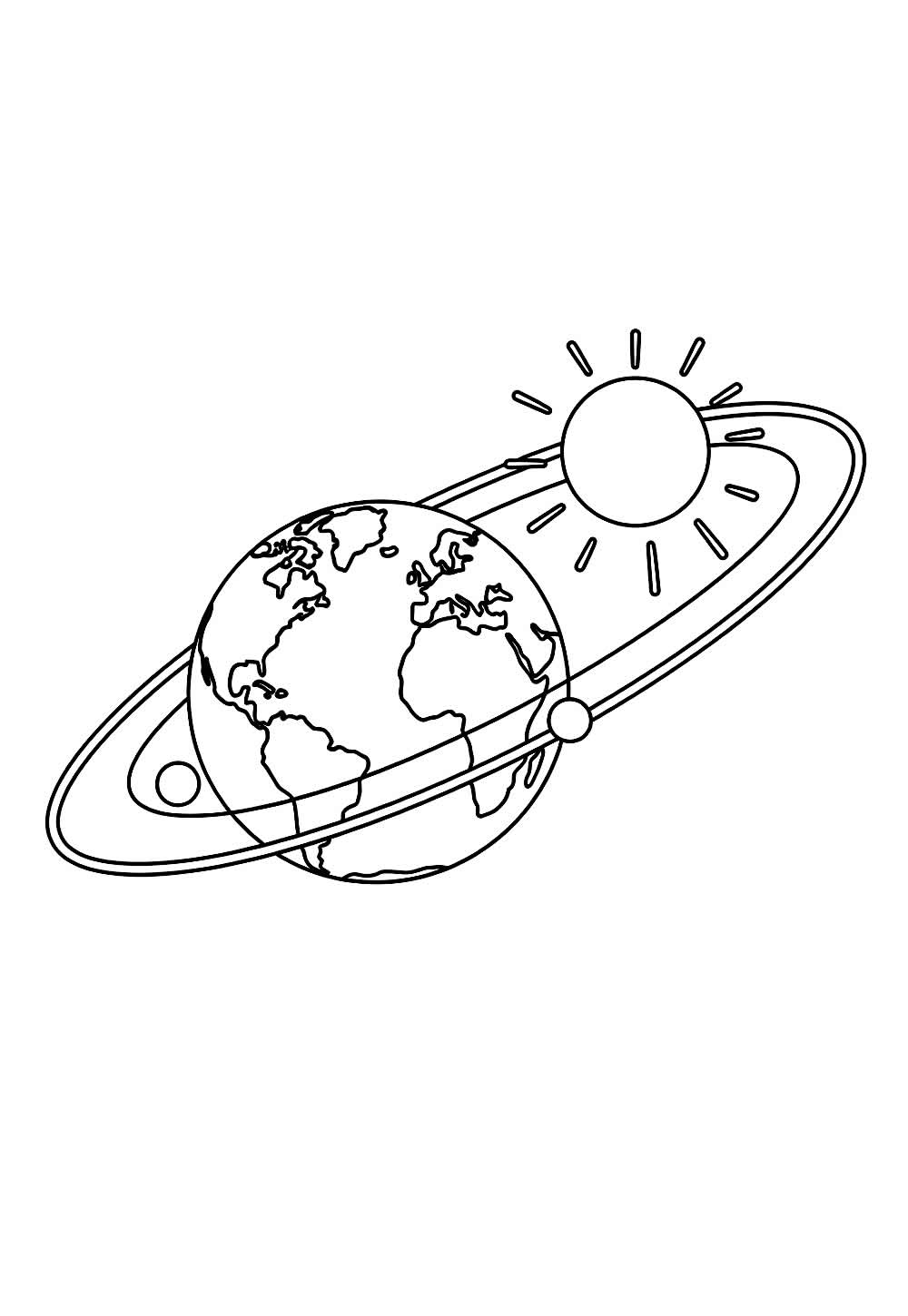 Desenhos do Planeta Terra e Sol para pintar