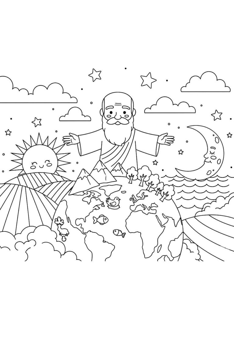 Desenhos Bíblicos Deus Criou o Mundo para Colorir - Tudo Para Colorir