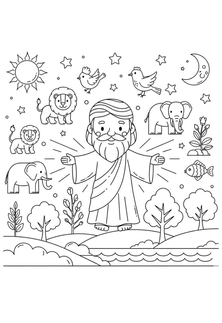 Desenhos Bíblicos Deus Criou o Mundo para Colorir - Tudo Para Colorir
