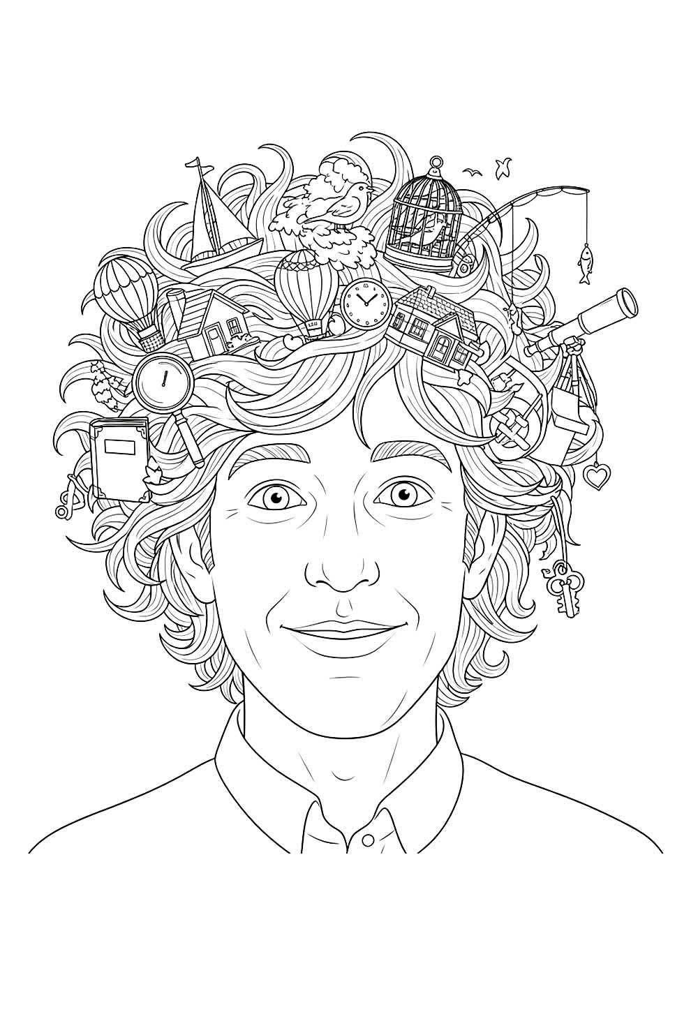 Desenho de Cabelo Maluco