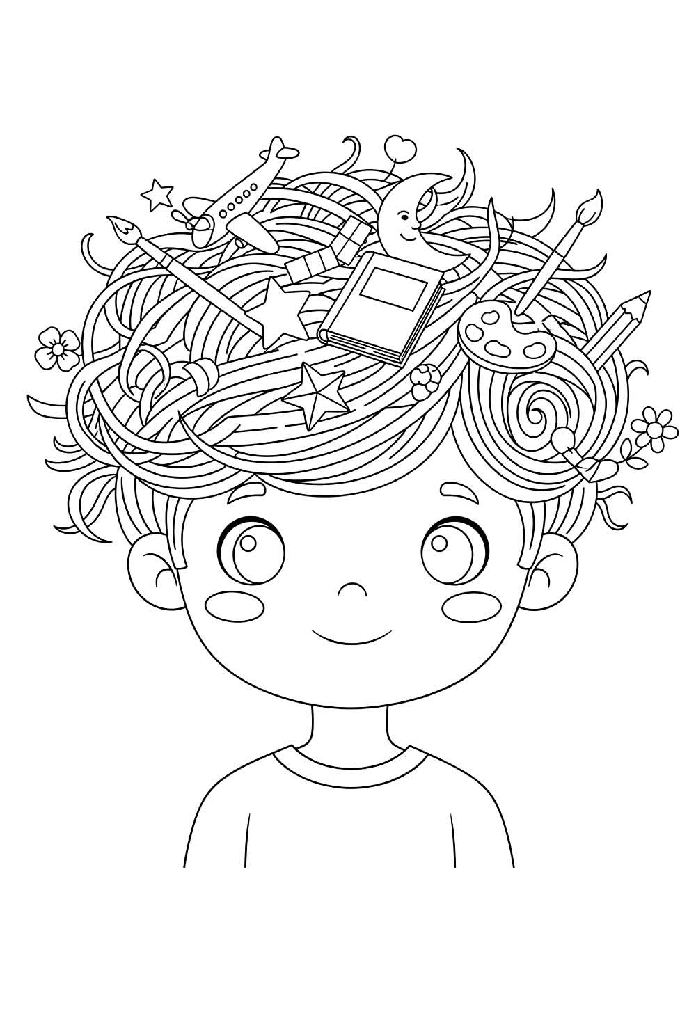 Desenho de Cabelo Maluco para colorir