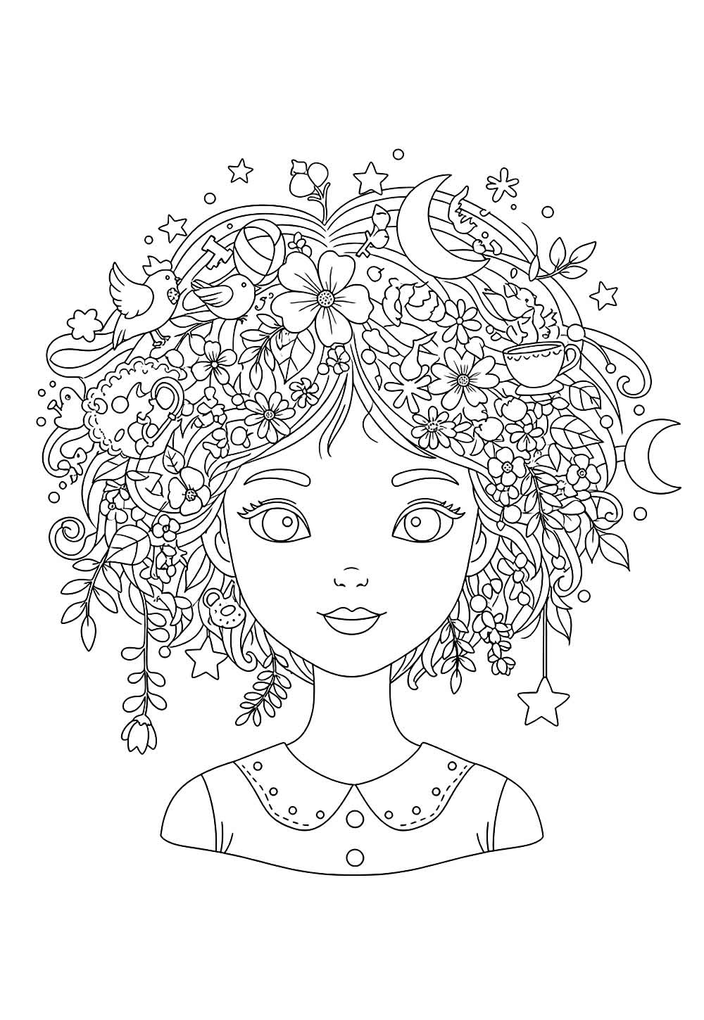 Desenho de Cabelo Maluco para pintar