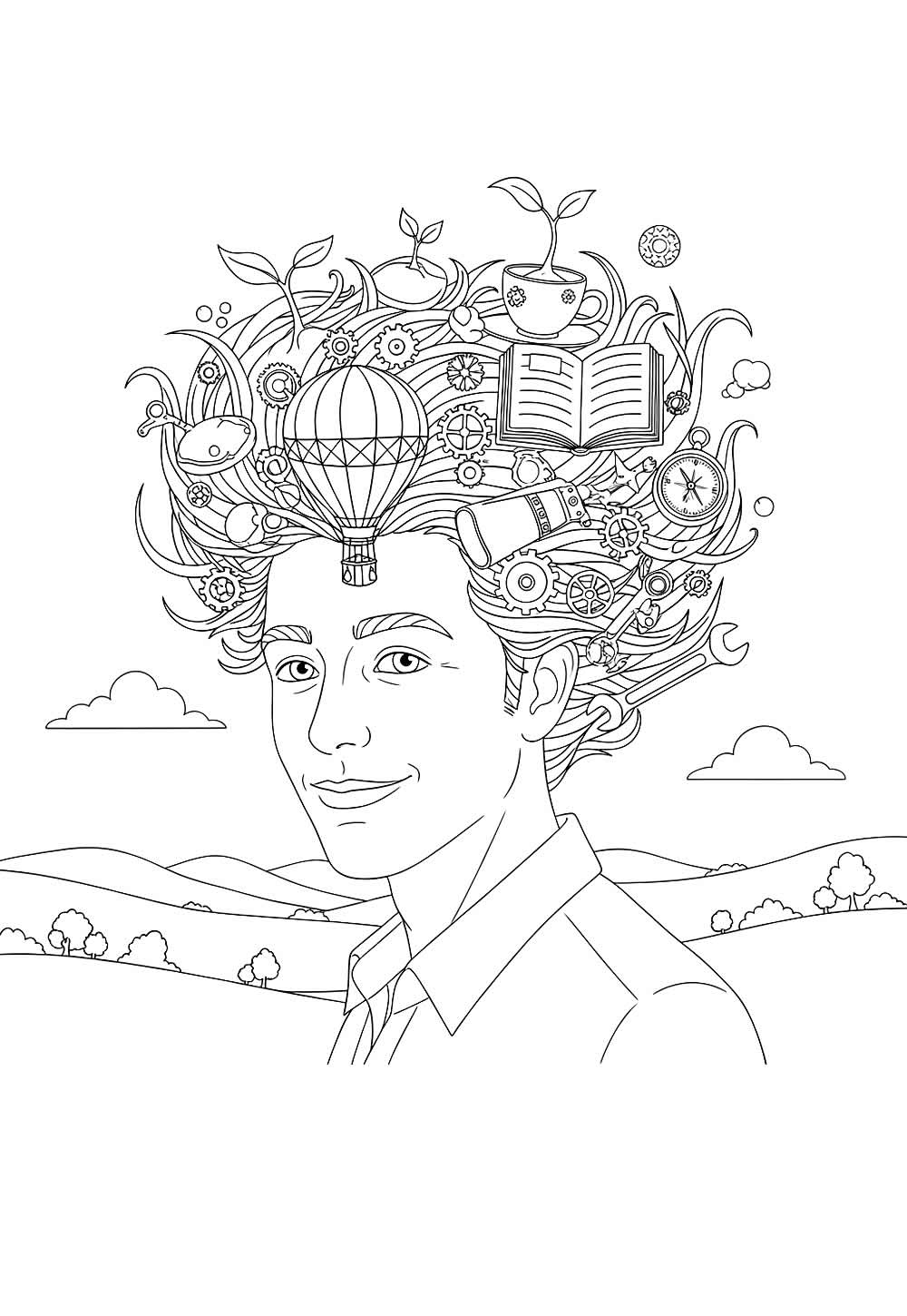 Desenho de Cabelo Maluco para colorir e pintar