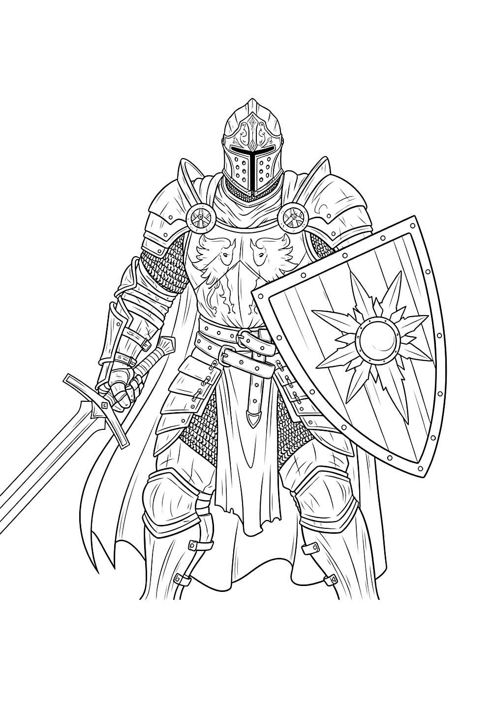 Cavaleiro para imprimir e colorir - Desenho