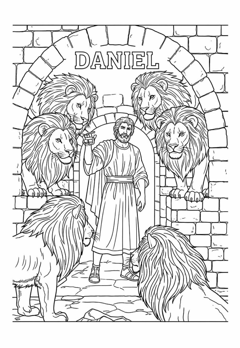 Desenhos de Daniel na Cova dos Leões para Colorir - Tudo Para Colorir