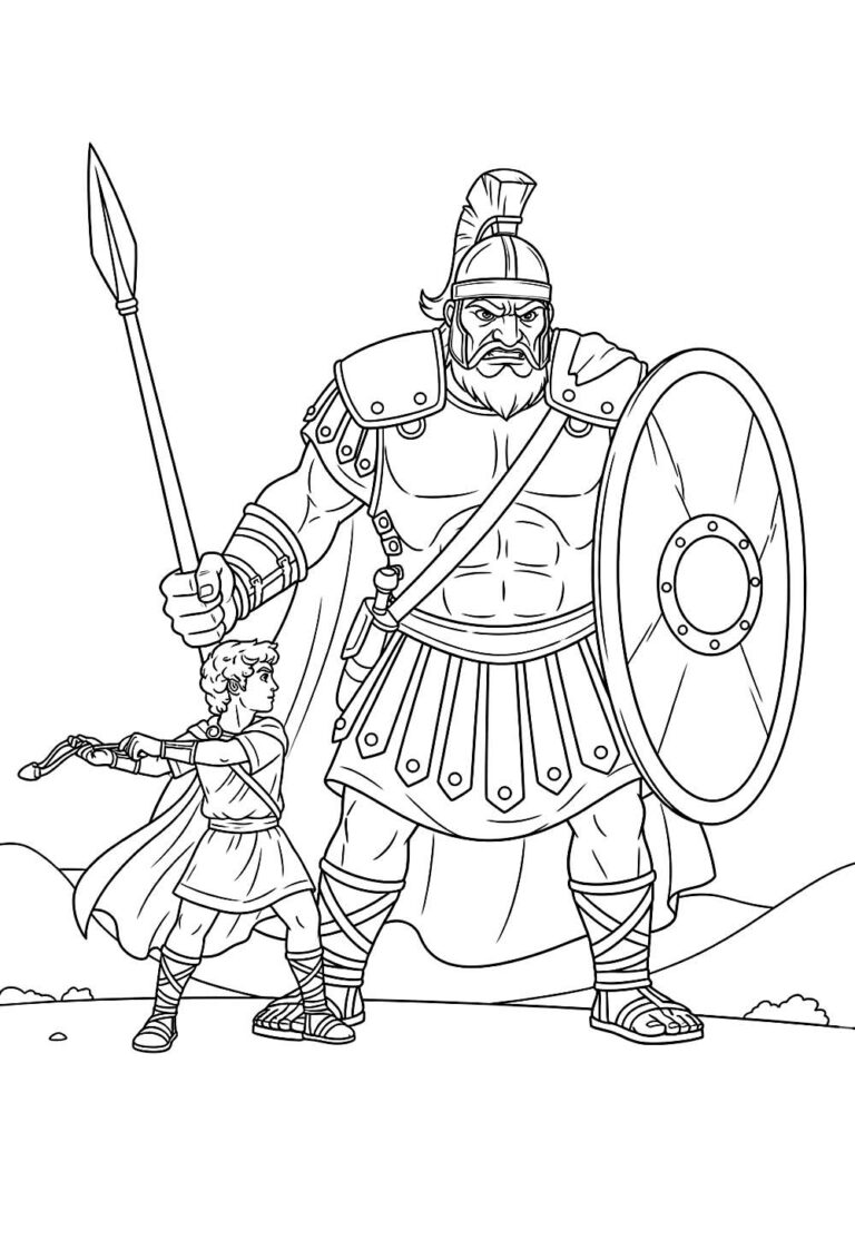 Desenhos de Davi e Golias para Colorir e Pintar - Tudo Para Colorir