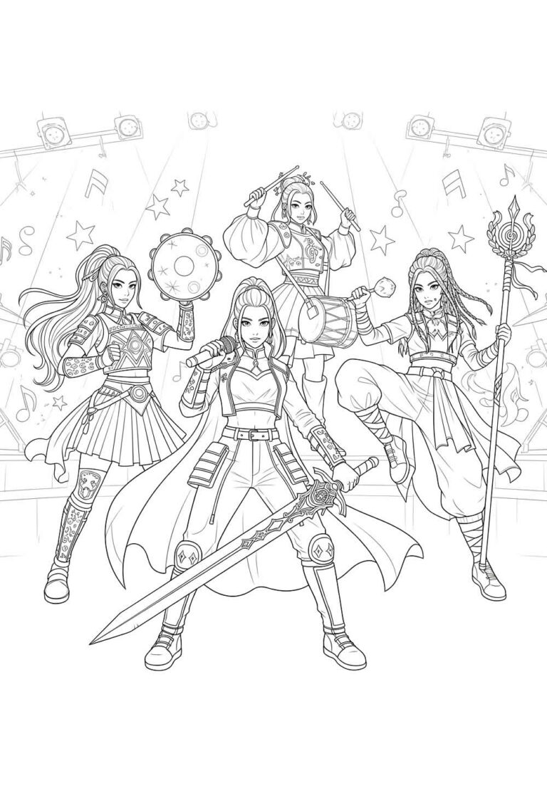 Desenhos das Guerreiras do K-Pop para Colorir e Pintar - Tudo Para Colorir