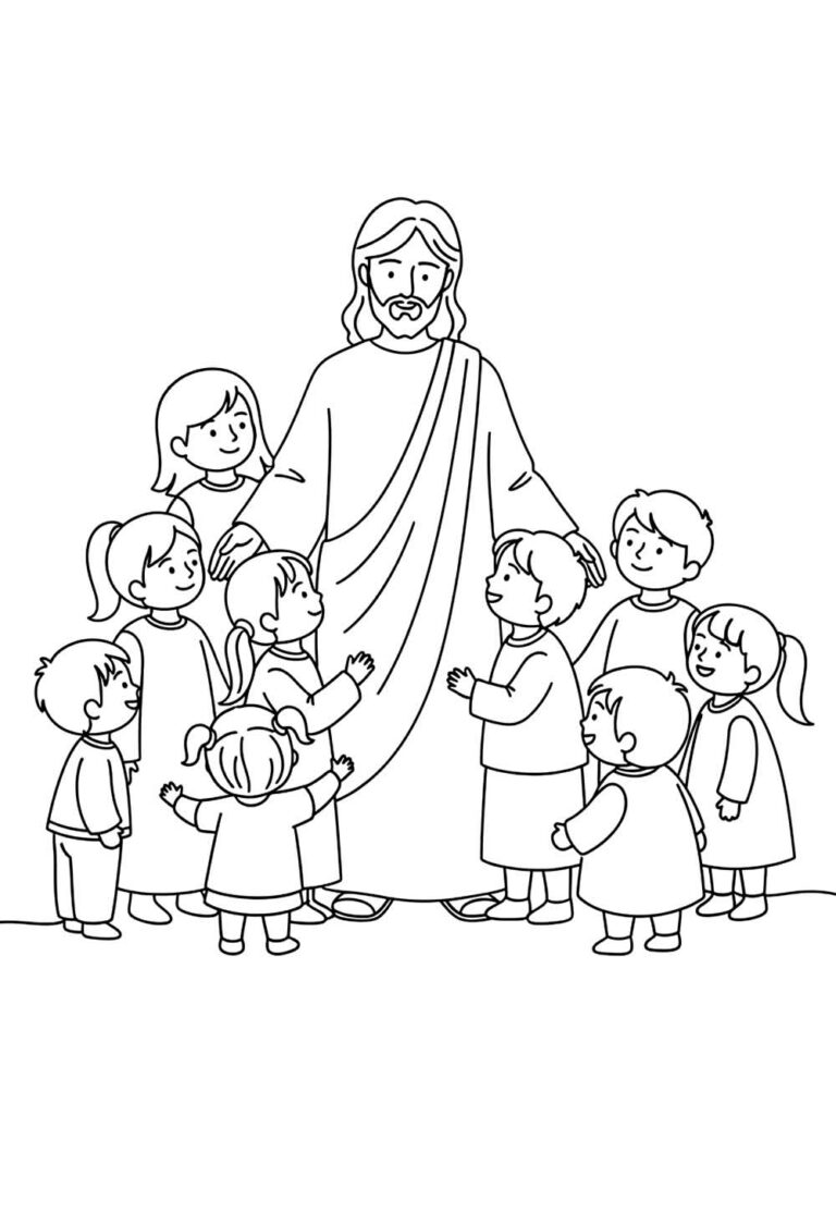 Desenhos de Jesus com as Crianças para Colorir e Pintar - Tudo Para Colorir