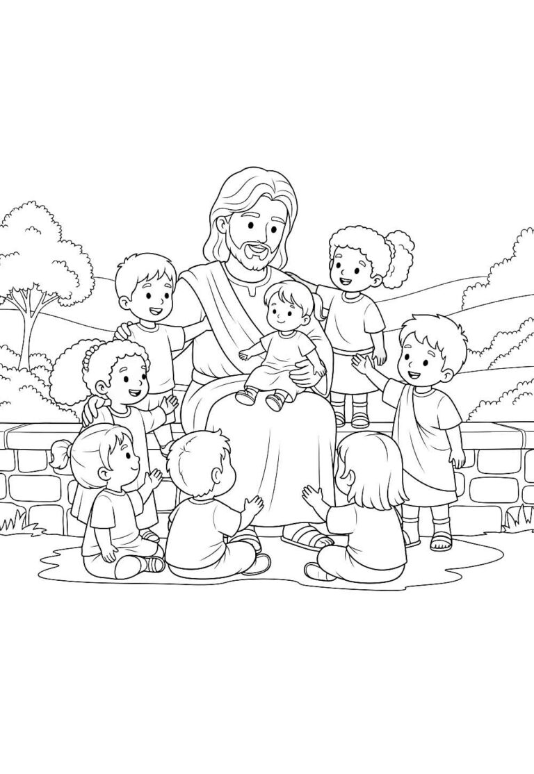 Desenhos de Jesus com as Crianças para Colorir e Pintar - Tudo Para Colorir