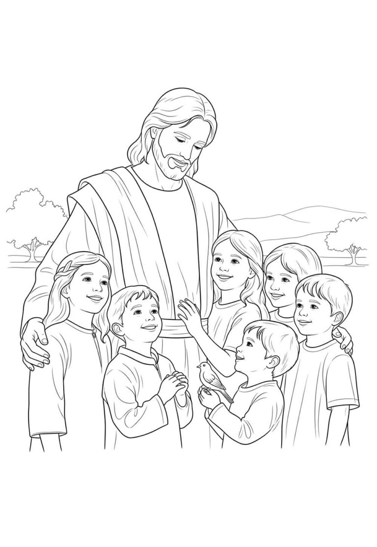 Desenhos de Jesus com as Crianças para Colorir e Pintar - Tudo Para Colorir