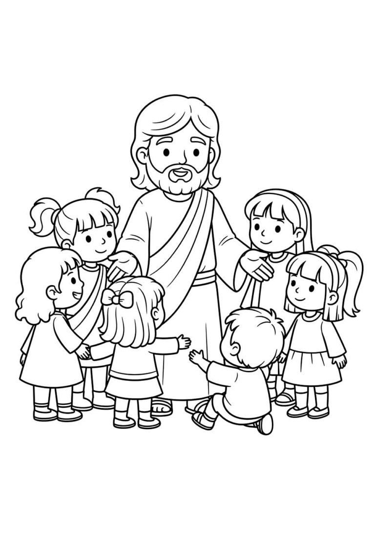 Desenhos de Jesus com as Crianças para Colorir e Pintar - Tudo Para Colorir