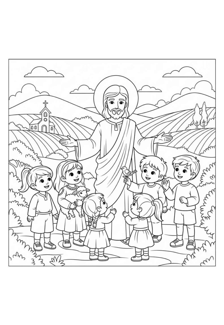 Desenhos de Jesus com as Crianças para Colorir e Pintar - Tudo Para Colorir
