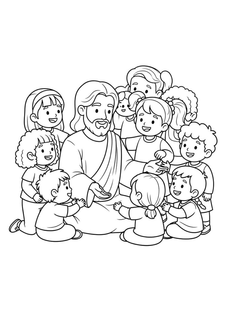 Desenhos de Jesus com as Crianças para Colorir e Pintar - Tudo Para Colorir