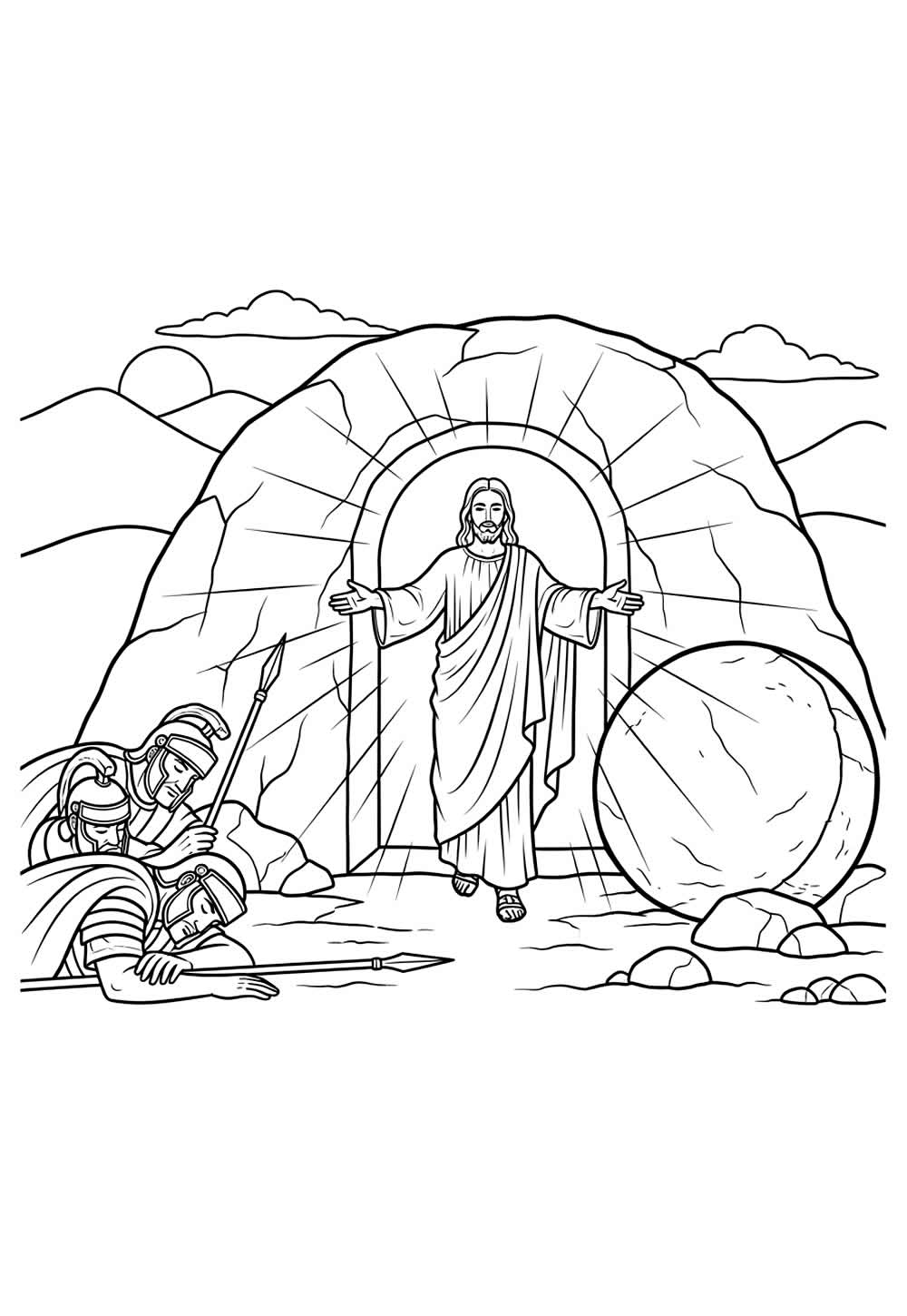Desenho da Ressurreição de Cristo para colorir