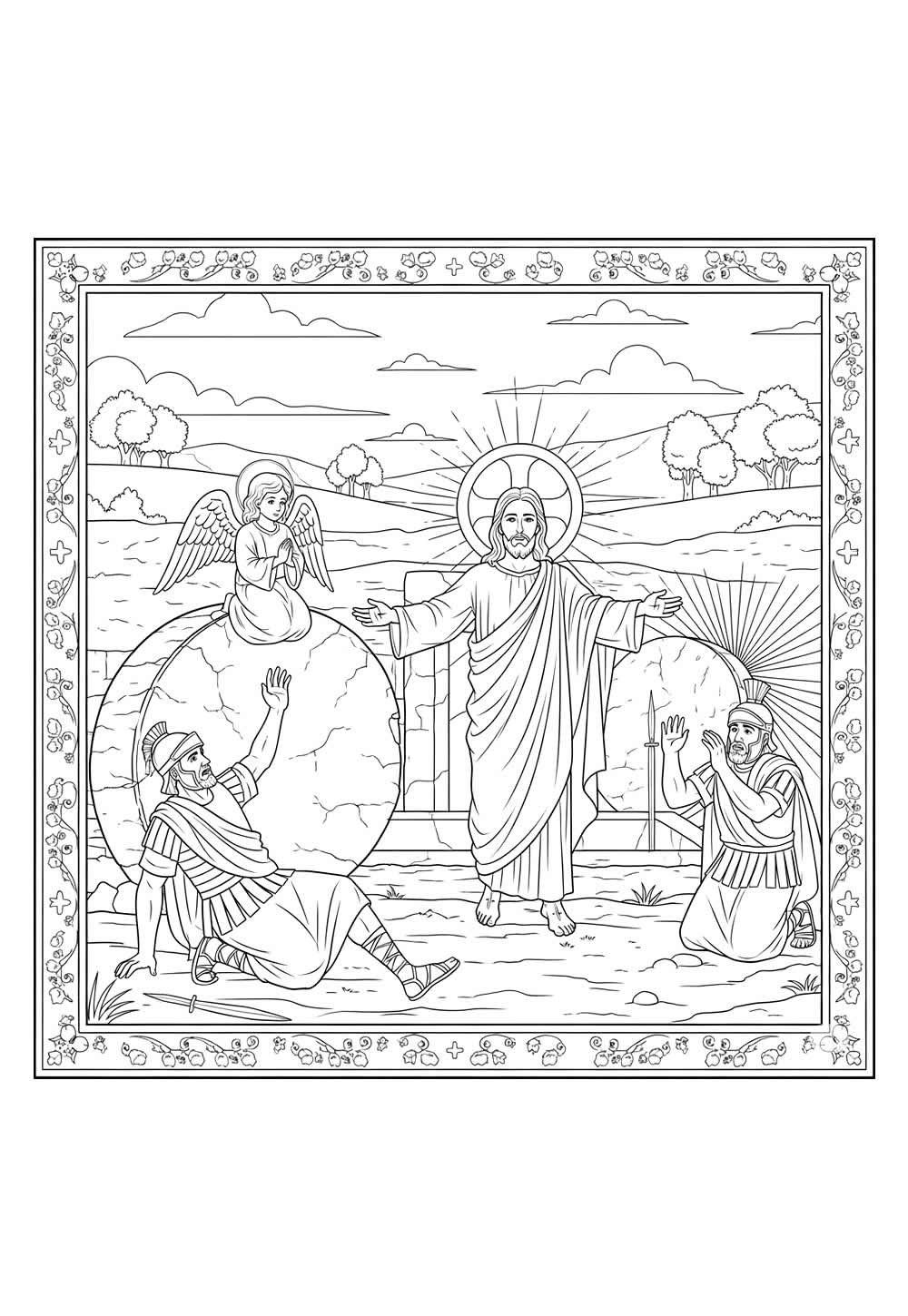 Ressurreição de Cristo para imprimir e colorir