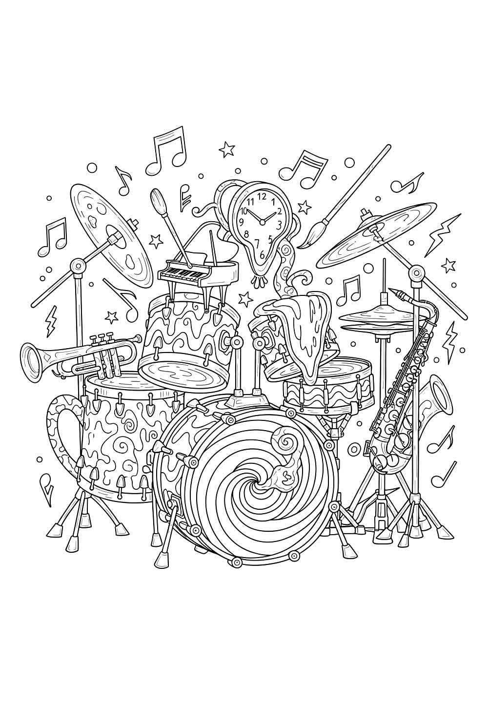 Desenhos de bateria para colorir