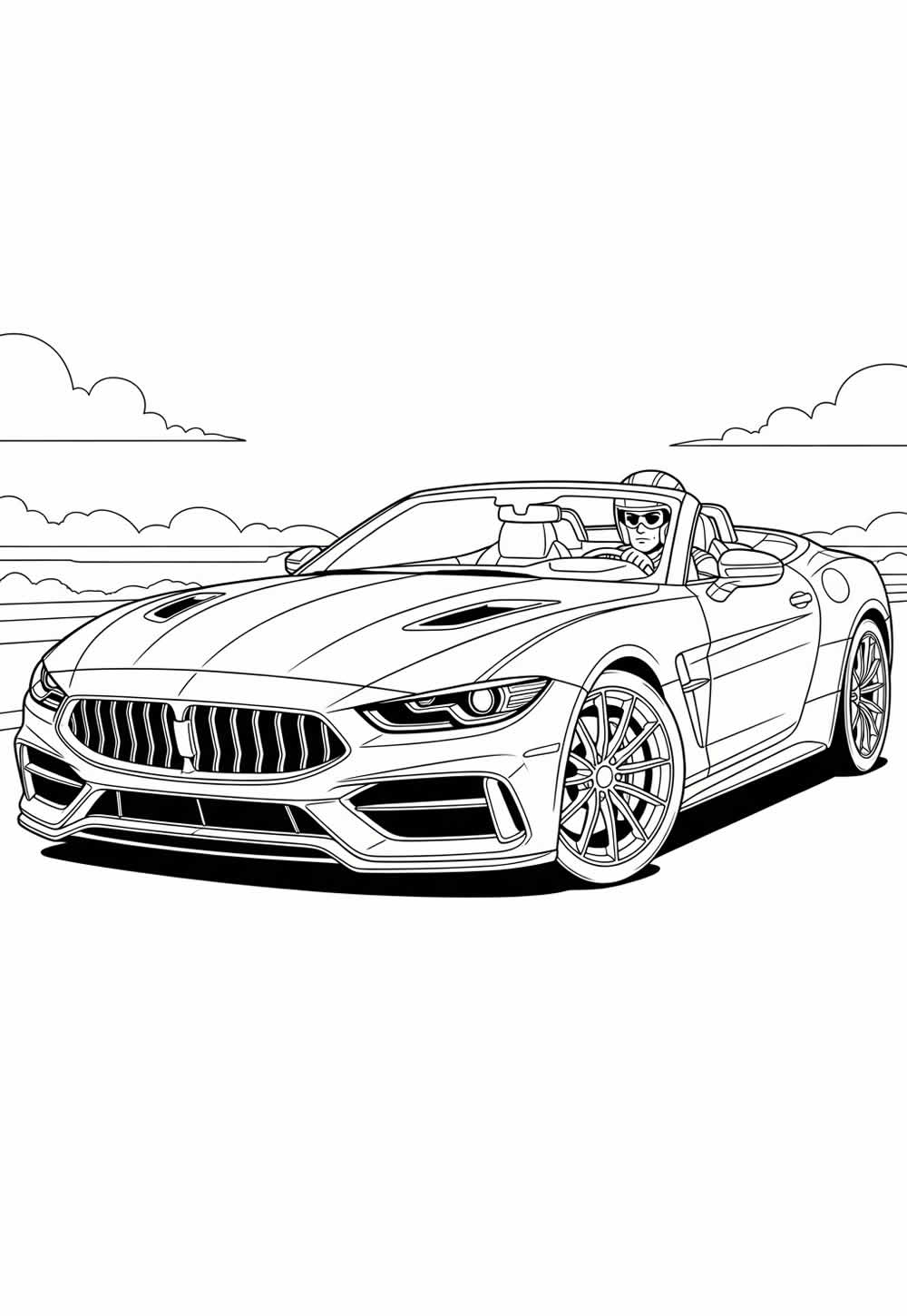 Desenho de Carro Conversível para pintar