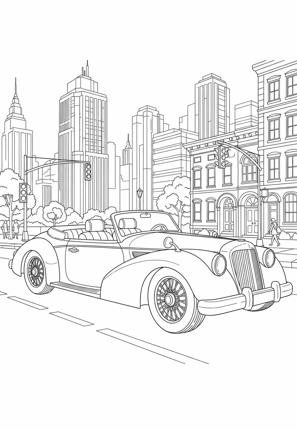 Desenho de Carro Conversível Antigo para colorir