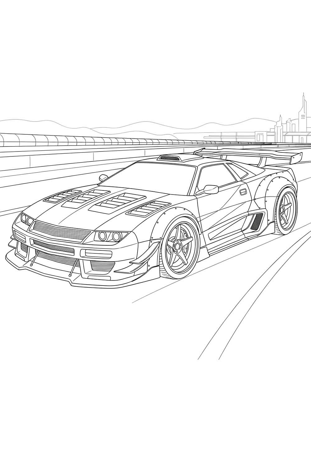 Carro de Corrida Tunado para colorir